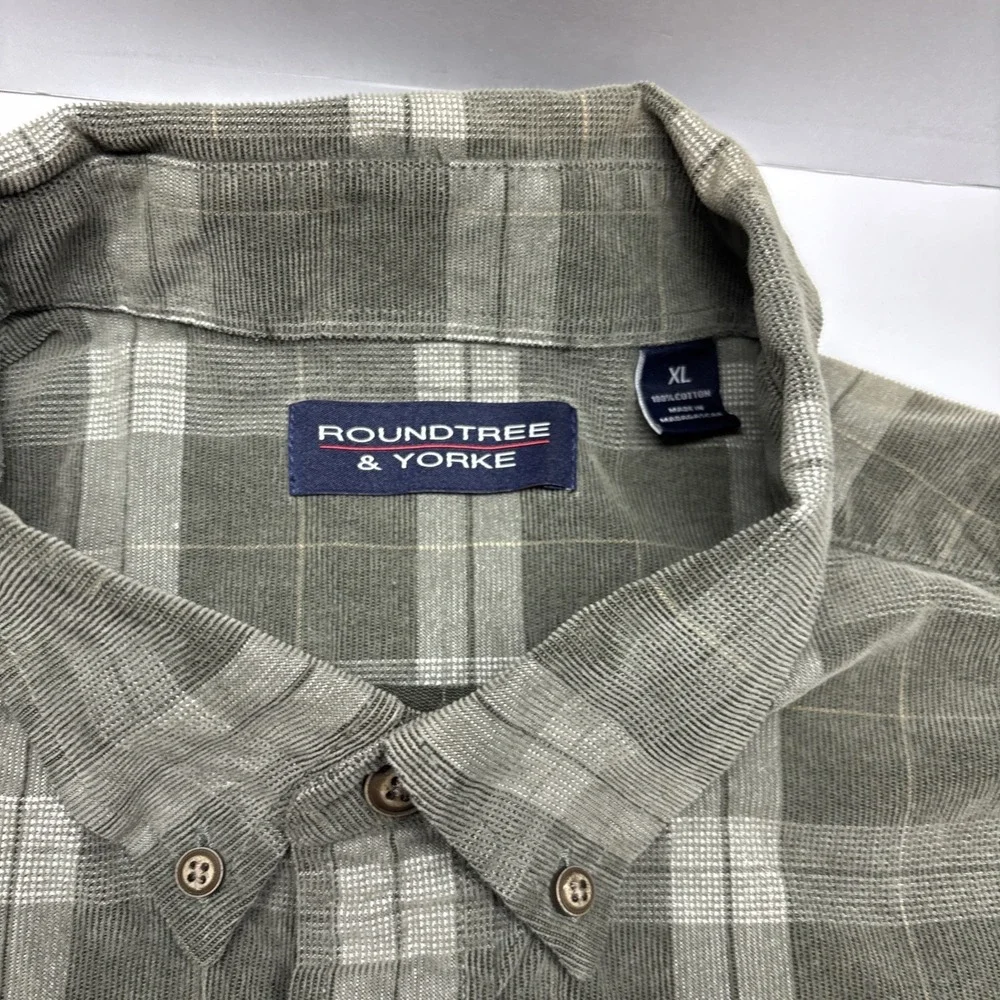 VTG  Roundtree & Yorke Shirt‎ long Sleeve green plaid XL